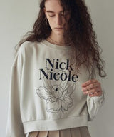 NICOLE NARCISSUS FLOWER CROP SWEATSHIRT_BLACK