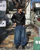 Round denim pants