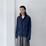 Crinkled Textured Long-Sleeve Shirt