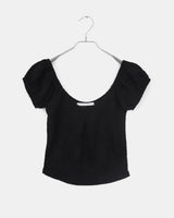 Kiha Lace See-Through Puff Cropped Short-Sleeved T-Shirt