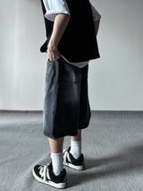 AD brush bermuda black denim