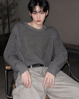 (UNISEX) ツートーン ラウンド ニット