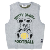 WITTY BUNNY FOOTBALL KNIT VEST - MELANGE GRAY