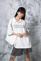 low-edge short-sleeved shirt (WHITE)