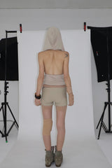 BEEDS DRAPE HOOD TOP [BEIGE]