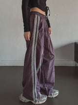 triple track line nylon pants