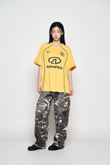 25SS カラーリングパイピングフットボールジャージ半袖Tシャツ イエロー
