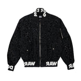 Faux Leather Military Bomber Jacket