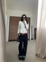 Penny Red Stitch Raw Wide Denim Pants