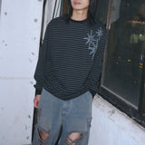 Untitled スターリーナイトスモールストライプロングスリーブ BLack Chacoal