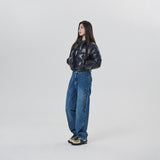 GLOSSY PADDING JUMPER  - BLACK