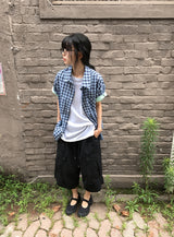 [unisex] Module Loose-Fit Check Short Sleeve Shirt