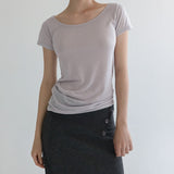 [Atimo] ベーシック Uネック ショートスリーブ Tシャツ - 5カラー