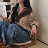[BELLIDE MADE] ビンテージチェックルーズフィットシャツブラウス