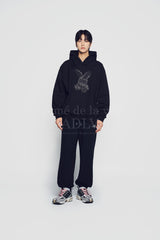 24FW LETTERING RABBIT HOODIE BLACK