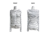  Sugar Veil Sheer Lace Long Sleeve Hooded Zip-Up (White)