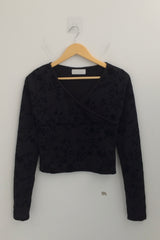 Floral cross-neck top