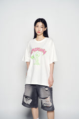 25SS ヘムラインデストロイドデニムショートパンツ グレー