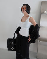 U-neck Punching Eyelet Ribbed Sleeveless
