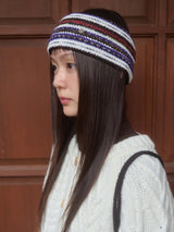 Stripe knit Hairband - Black