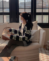 Striped knit cardigan