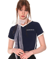 V LINE SPORTY T-SHIRTS (NAVY)