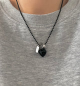 blo black chic stainless steel bold heart county line layered long necklace