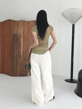 Horsher rustling nylon pintuck two-way cargo pants