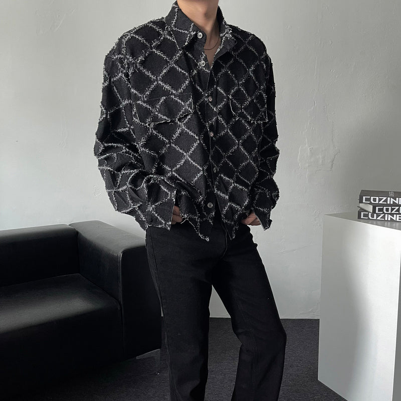 CR denim destroyed cutting cropped jacket (2 colors)