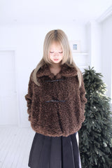 Soft wool two-button fur cropped jacket jumper (2colors)