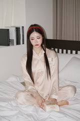 Beige kt Silk Pajama Set