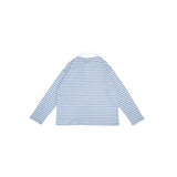 PEANUT STAIN - オールド マネー ブルー ライン ボクシー オーバーサイズド ロングスリーブ Tシャツ