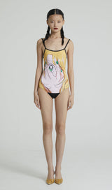 '& SPEAK LOVE WAITS' ANIMATION SWIMSUIT BLACK