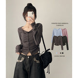 Joy Dangara Side-Shirring Cropped Cardigan T-Shirt