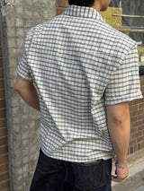 Western open collar checkered short-sleeved shirt
