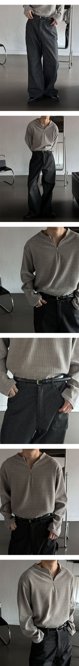 [S/S] Velvet zipper henry neck knit(3color)