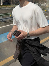 [A-T0107] テンセルレイヤードクロップ半袖Tシャツ (8色)