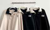 Sung high neck color scheme snap tab fleece anorak sweatshirt