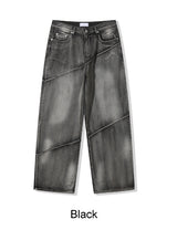 ルークダイアゴナルパネルウォッシュ加工デニムパンツ