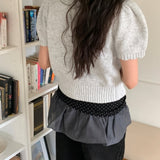 Yokono satin frill strap wrap skirt layered skirt [ CHARCOAL ONLY ]
