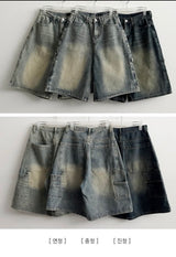 Leo Deep Washing Carfender Pocket Denim Bermuda Shorts