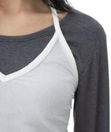 Heneo U-Neck Crop Long Sleeve Slim Tee