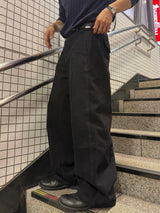 Back pocket dyed barrel denim pants
