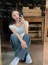 MI Washed Denim Wide Pants (2color)
