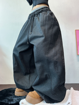 OVER BALLOON CURVE DENIM LONG PANTS 🖤💙2COLOR
