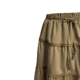 (2color) Bohemian Stitch Suede Tiered Skirt