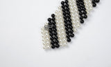 BEADED TIE NECKLACE (STRIPE)