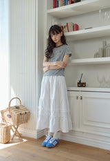 26SS★ Falling Cat Stripe Crop Short Sleeve Tee