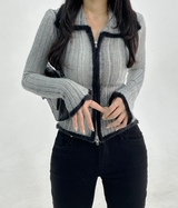 COLOR-BLOCK GRADATION 2-WAY KNIT ZIP-UP - 2 COLOR