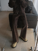 Winter Velvet Denim Bootcut Pants (2color)